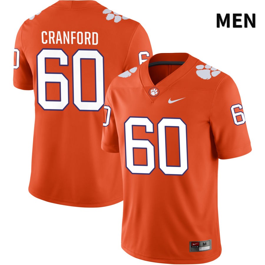 Men's Clemson Tigers Mac Cranford #60 College Orange NIL 2022 NCAA Authentic Jersey Top Quality GDF06N5W